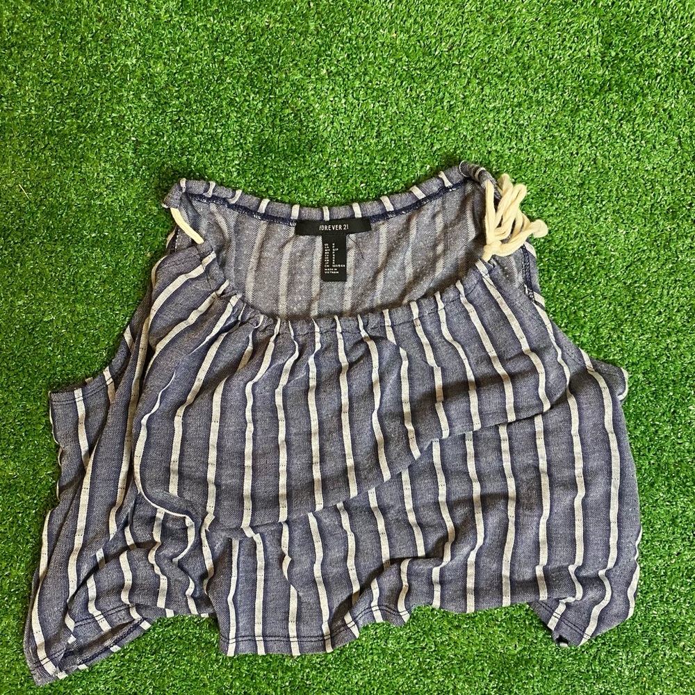 Forever 21 Blue Stripped Crop Top